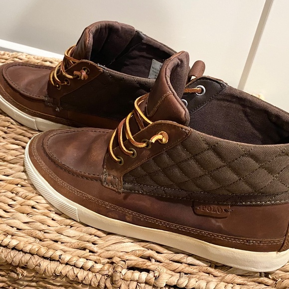 Polo Ralph Lauren Tomas Boots Shoes Mens 10.5D Quilted Leather Moc Toe Brown main image 5